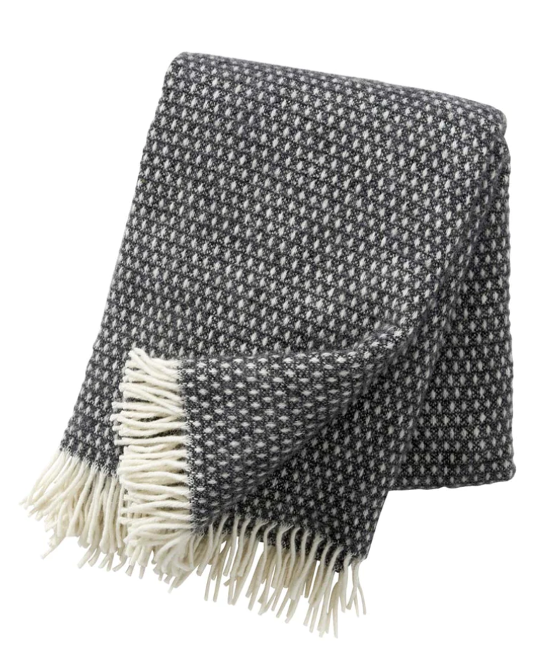 Klippan Knut Wool Throw Blanket Dark Grey Klippan