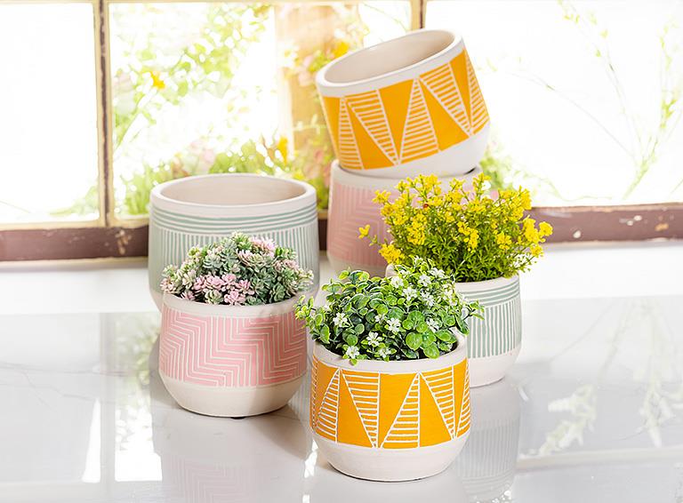 Green Etched Planter Home.Finally