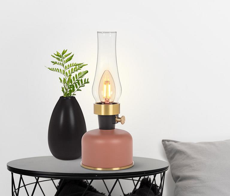 Lantern LED Lamp with Chimney: Terracotta
