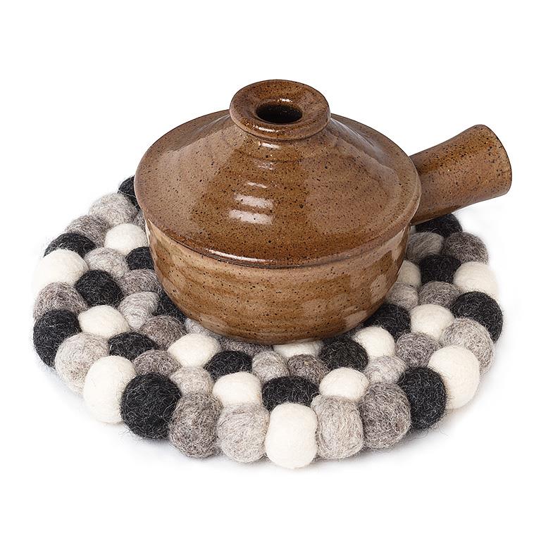 Felted Ball Trivet: Grey Home. Finally