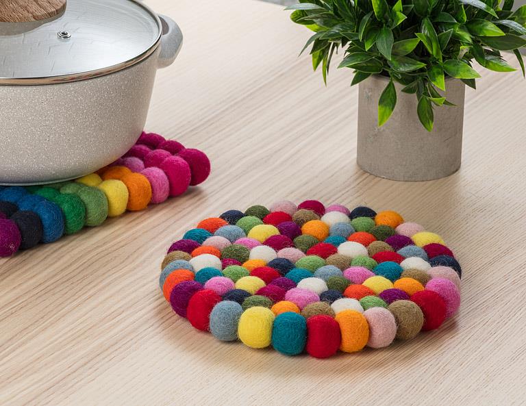 Felt Ball Trivet Home. Finally