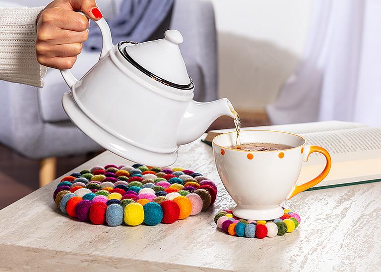 Felt Ball Trivet Home. Finally