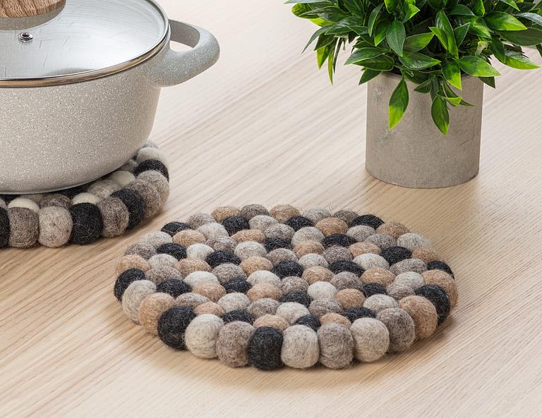 Felted Ball Trivet: Beige Home. Finally