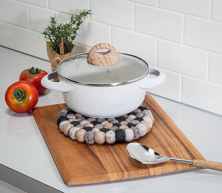 Felted Ball Trivet: Beige Home. Finally