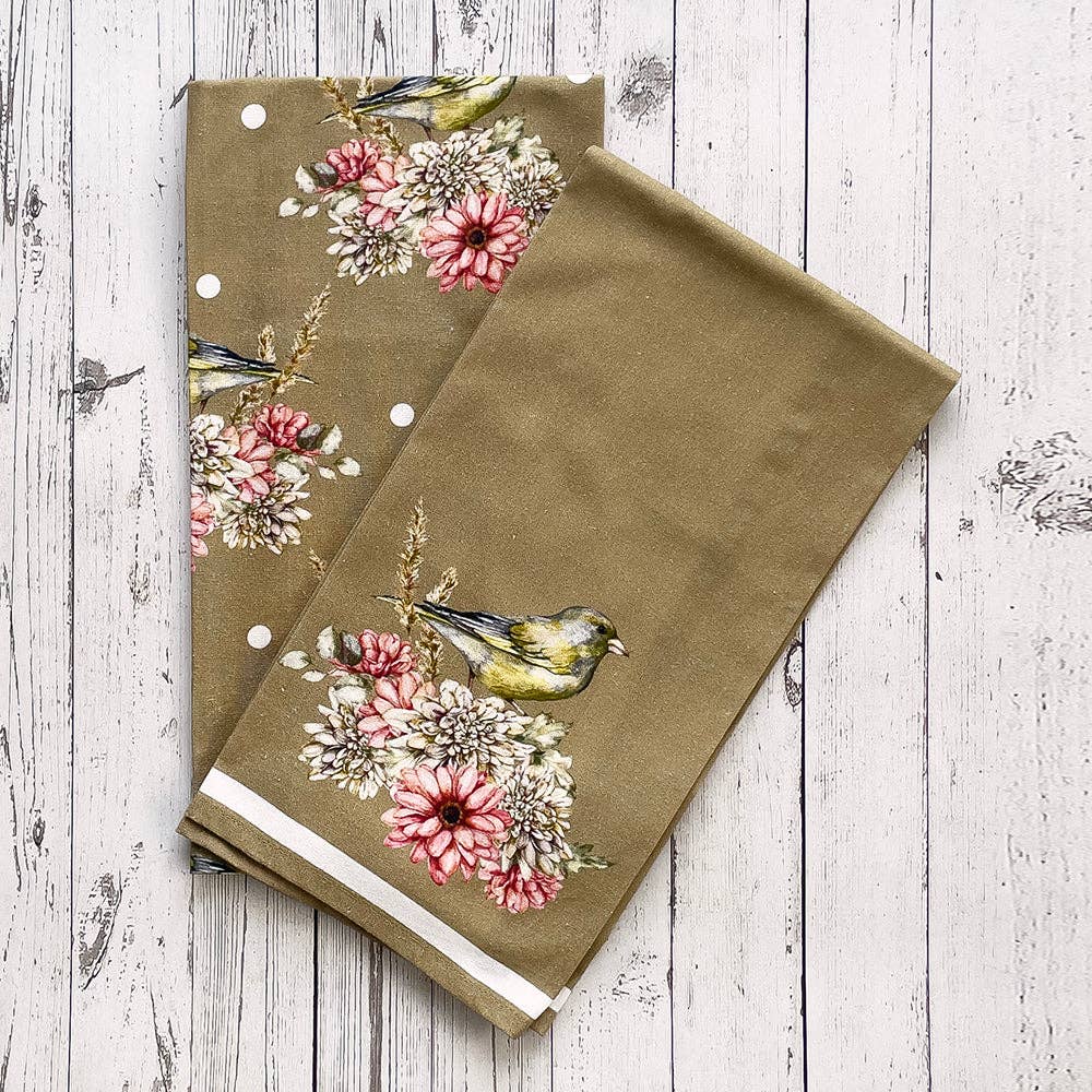 Greenfinch Floursack Kitchen Dishtowel Mahogany