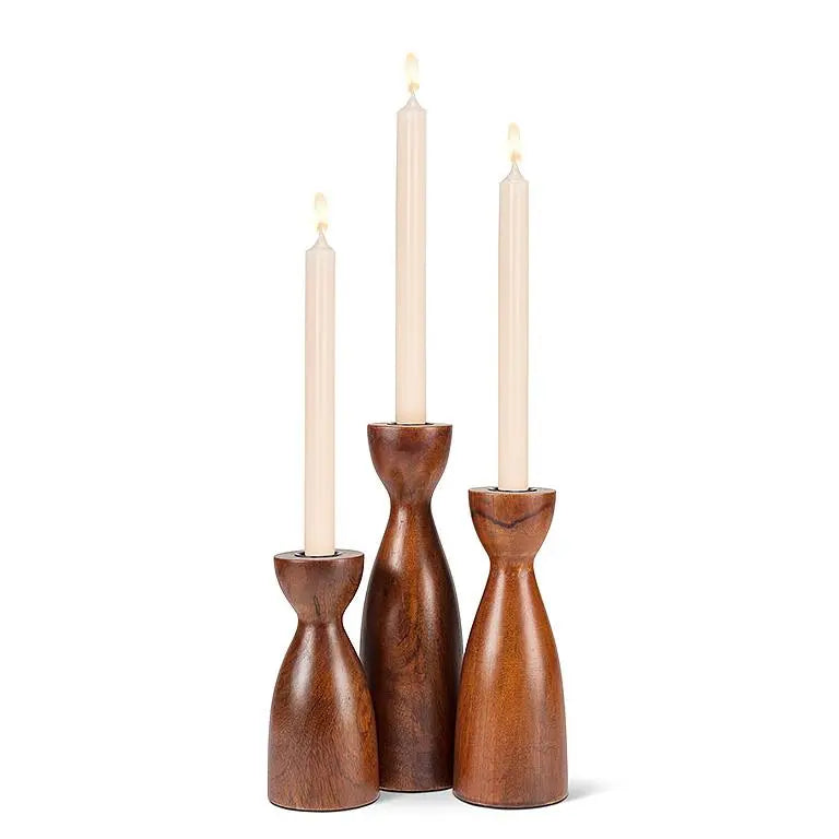 Curvy Wooden Candle Holder Home.Finally
