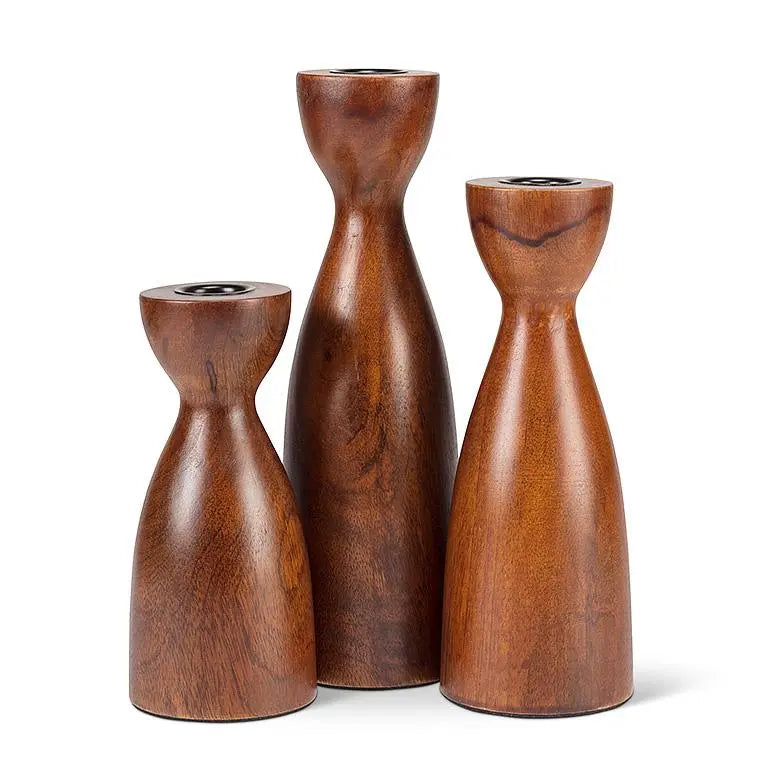 Curvy Wooden Candle Holder Home.Finally