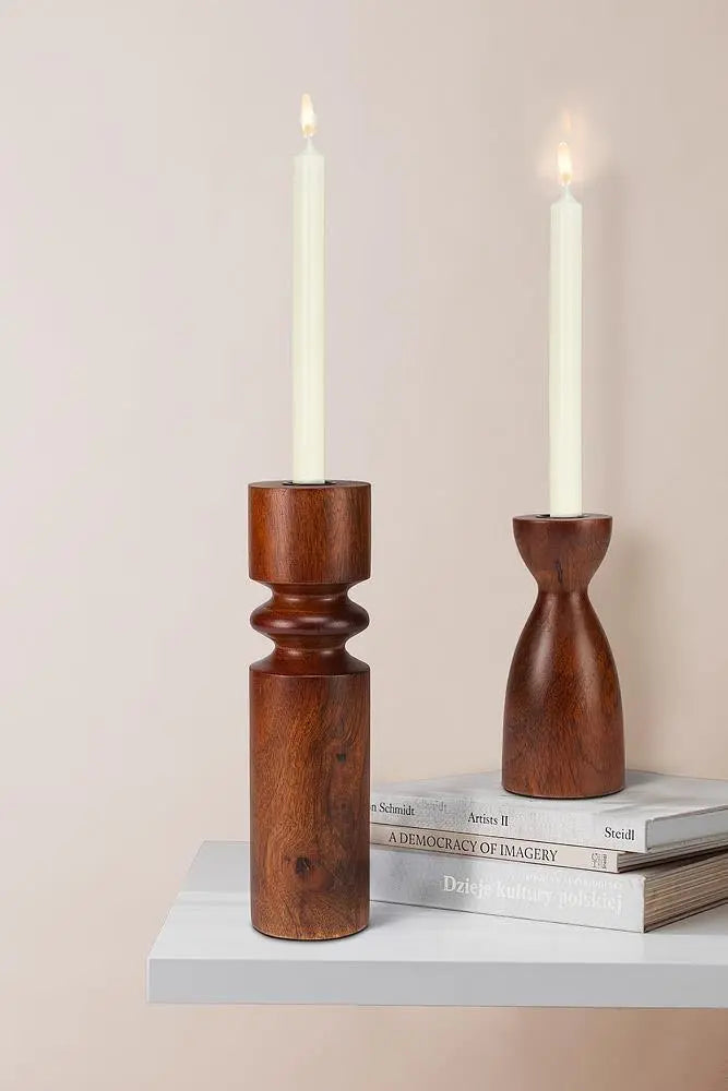 Curvy Wooden Candle Holder Home.Finally