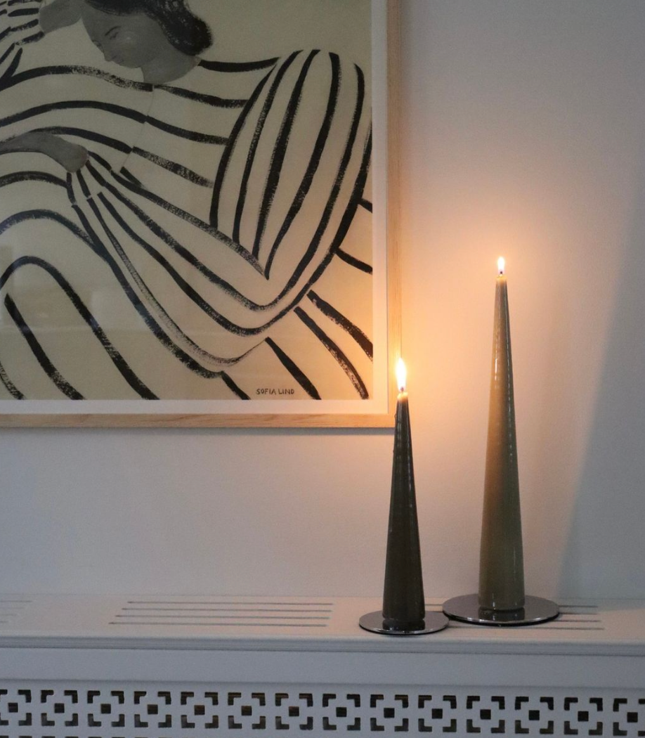 Ester & Erik Lacquered Cone Candle: Green Soil Ester & Erik