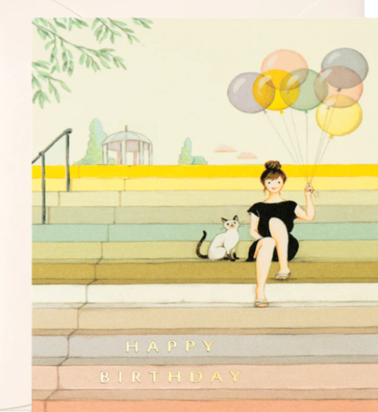 Girl on Stairs Birthday Greeting Card JooJoo Paper