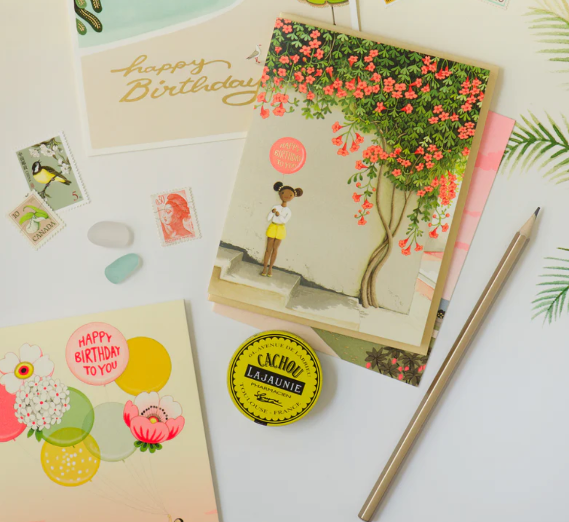 Girl Under Vine Birthday Greeting Card JooJoo Paper