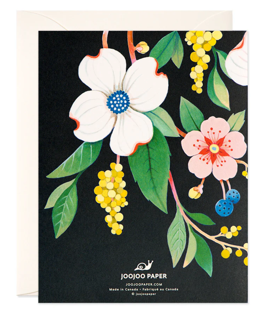 Thank You Greeting Card: Navy Floral JooJoo Paper
