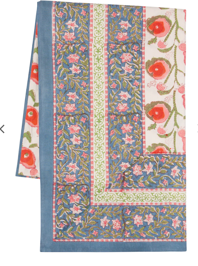 Poppy Block Print Tablecloth Danica Heirloom