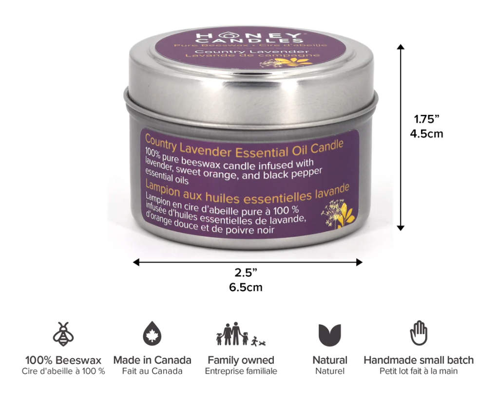 Country Lavender Beeswax Candle Honey Candles