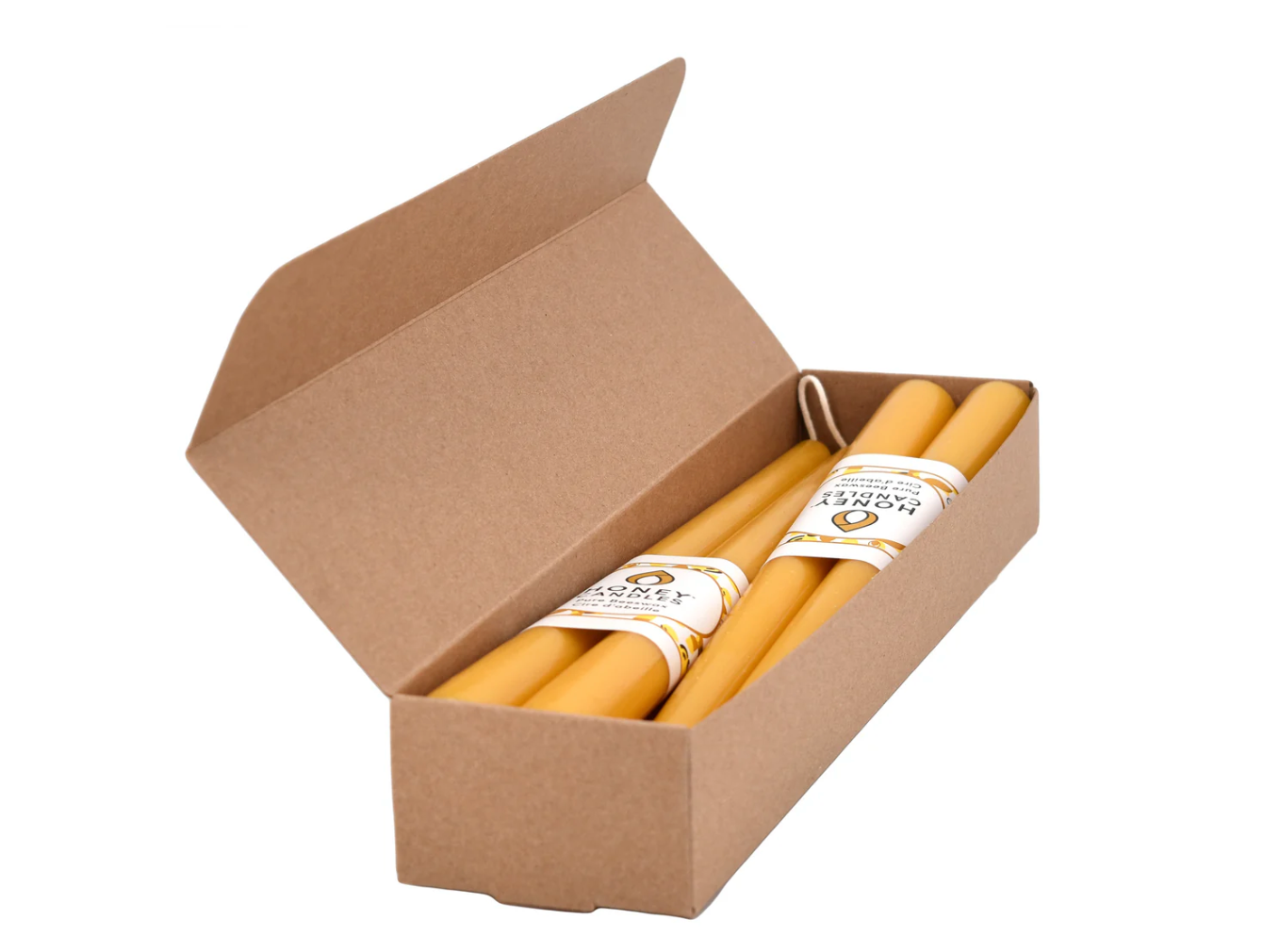 12 Inch Natural Beeswax Taper Candles: Set of Two Honey Candles