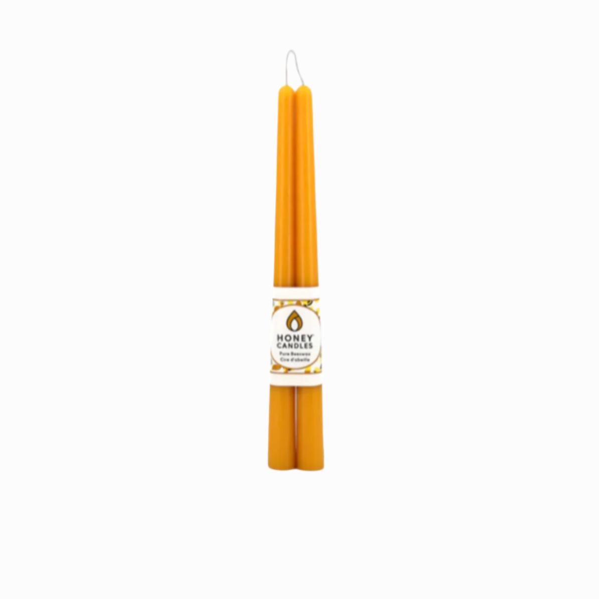 12 Inch Natural Beeswax Taper Candles: Set of Two Honey Candles