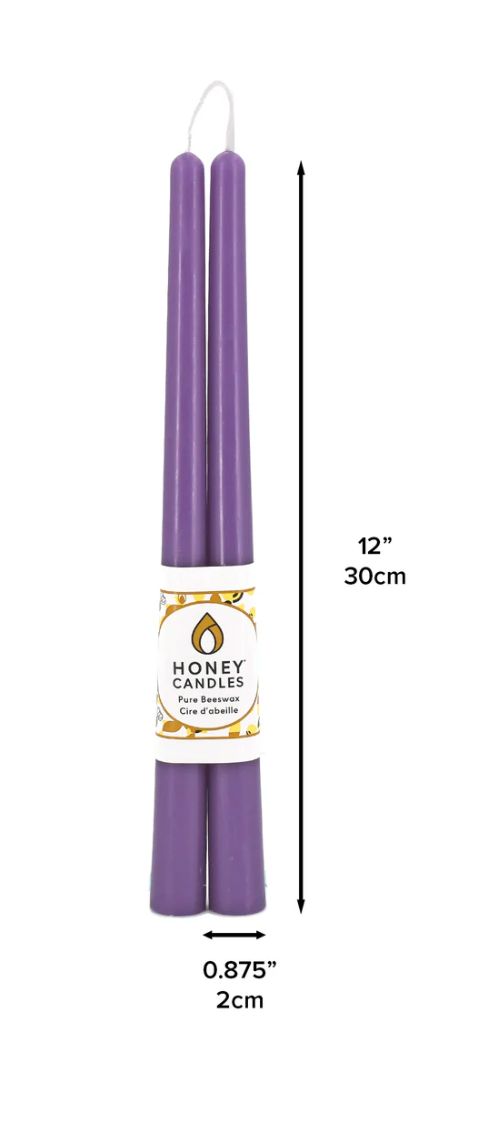 12 Inch Spring Crocus Beeswax Taper Candle (Set of Two) Honey Candles