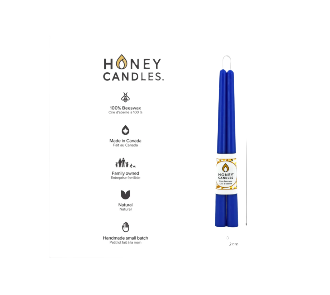 12 Inch Blue Beeswax Taper Candle (Set of Two) Honey Candles