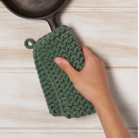 Jade Green Knit Potholder