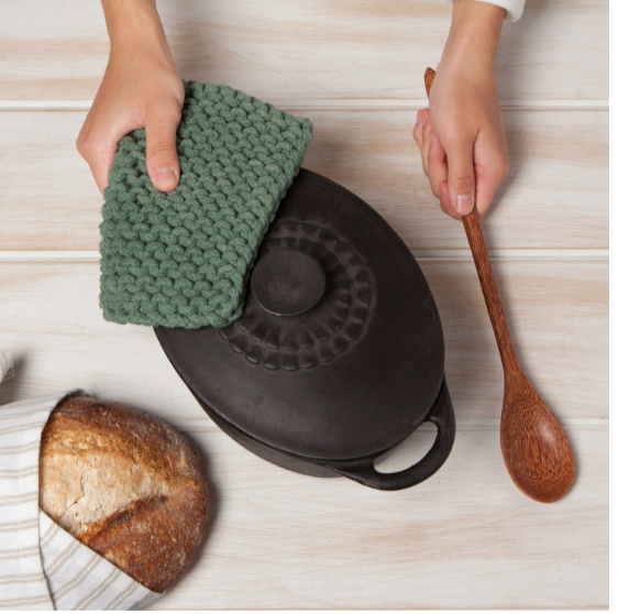 Jade Green Knit Potholder