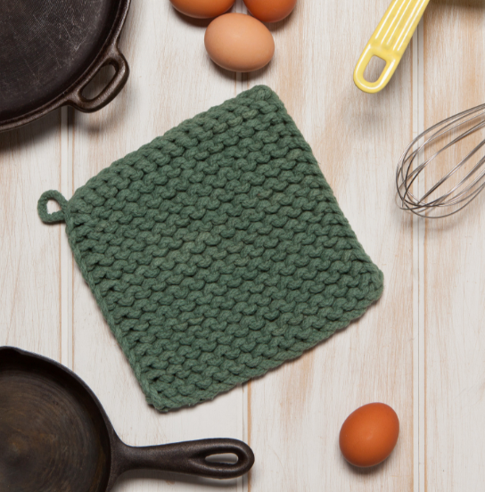Jade Green Knit Potholder