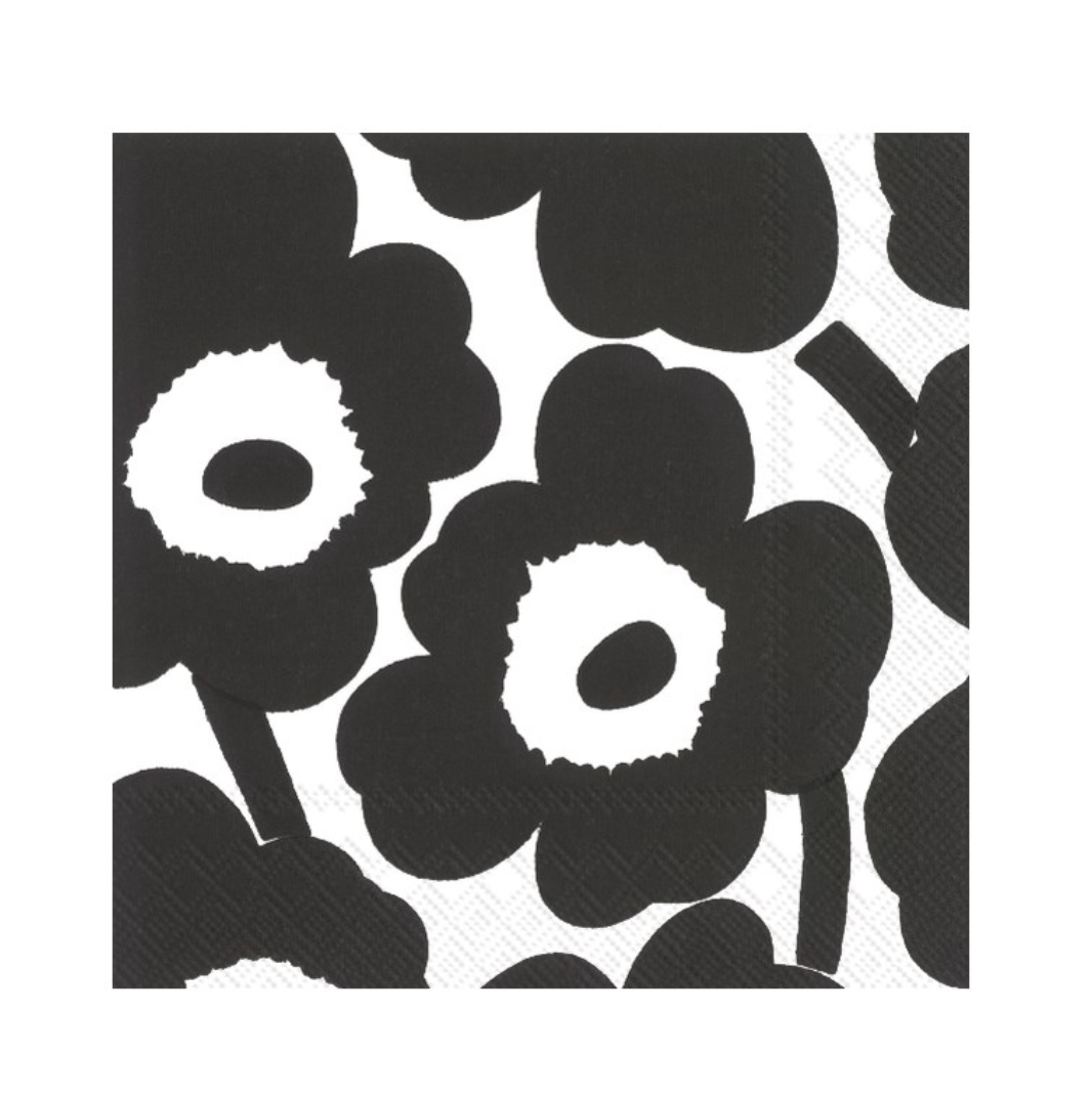 Marimekko Cocktail Napkin UNIKKO black white