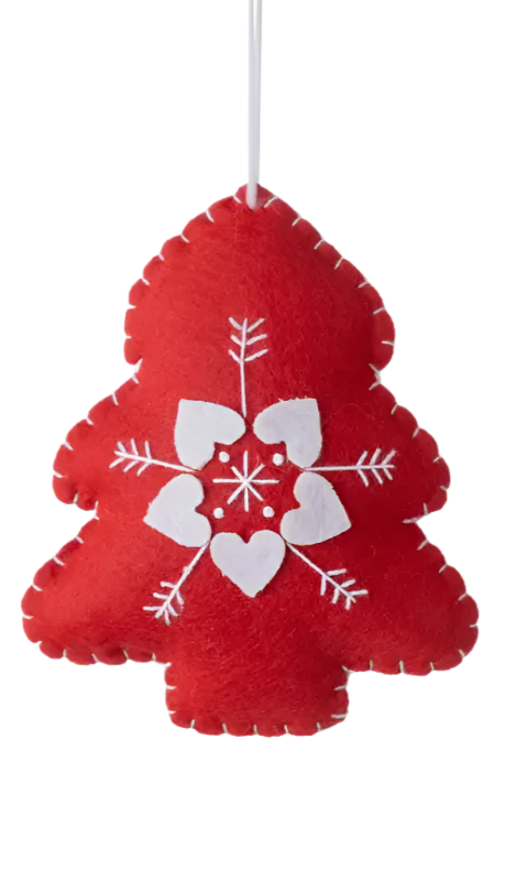 Scandinavian Red Felt flower motif Ornaments Home. Finally
