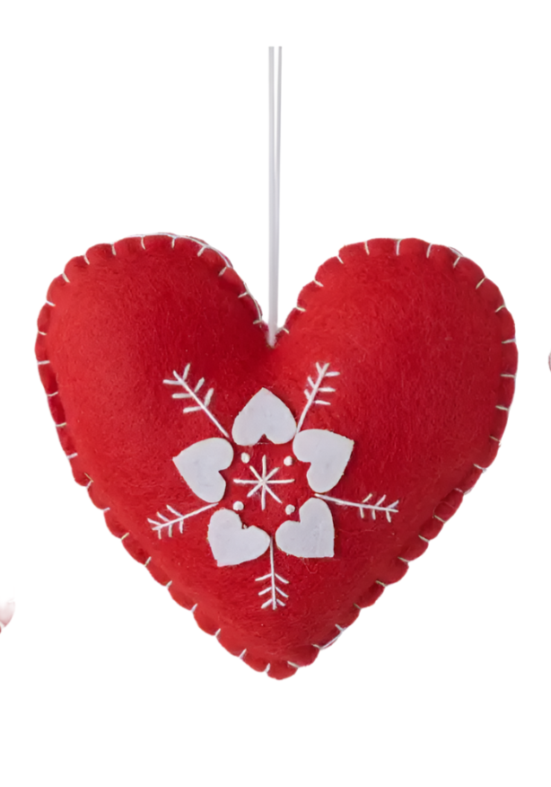 Scandinavian Red Felt flower motif Ornaments Home. Finally