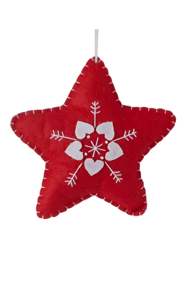 Scandinavian Red Felt flower motif Ornaments Home. Finally