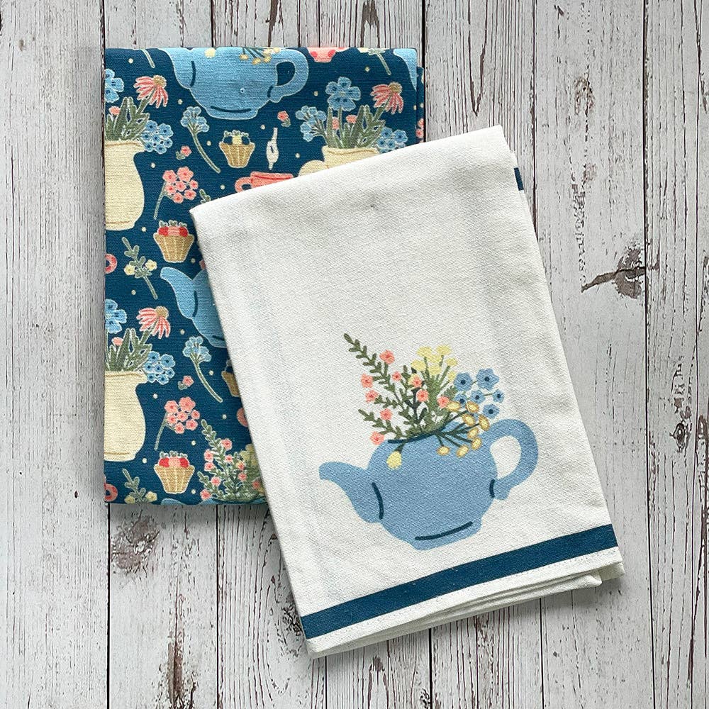 Tea Garden Printed Kitchen Towel Mahogany