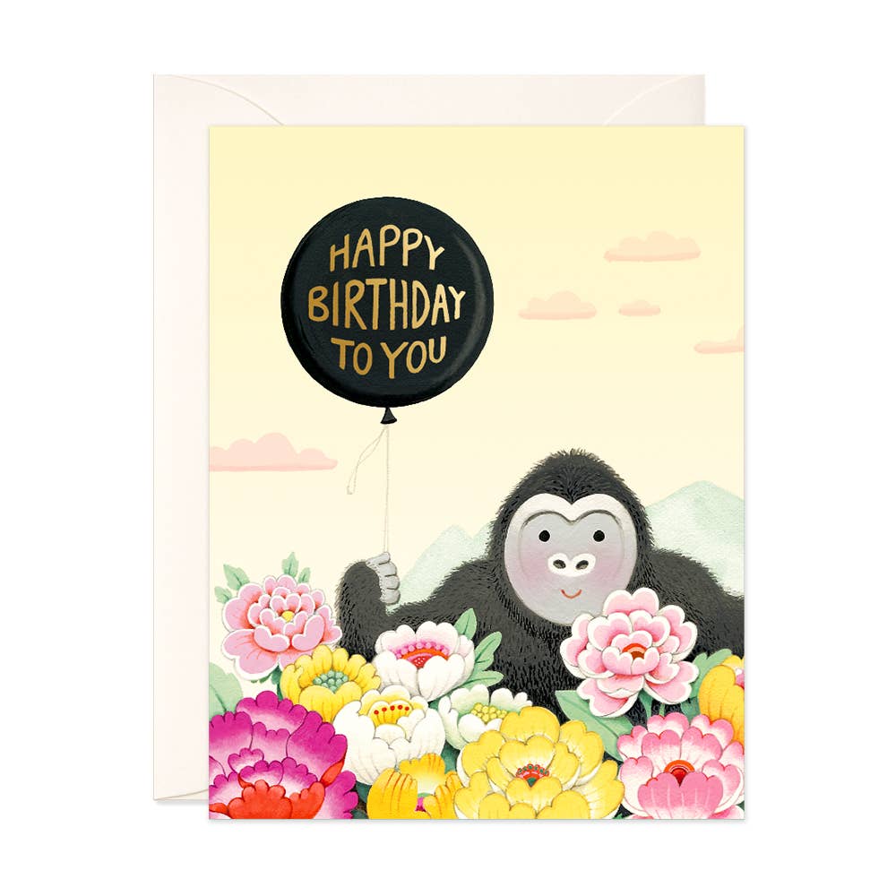 Shy Gorilla Birthday Greeting Card JooJoo Paper
