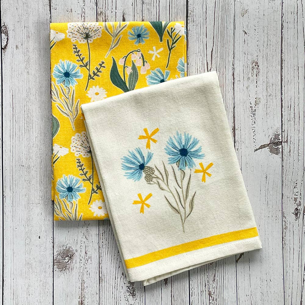 Sweet Blossoms Printed Kitchen Dishtowel Mahogany