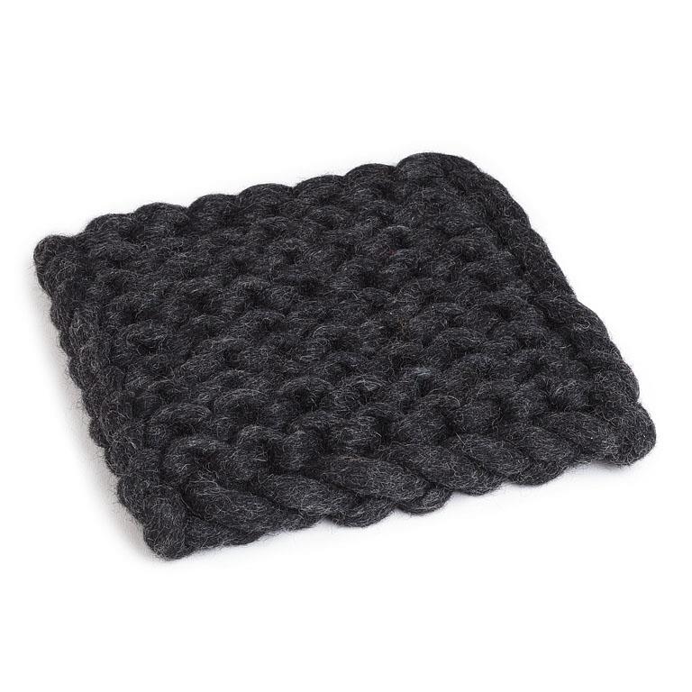 Chunky Wool Knitted Trivet: Charcoal