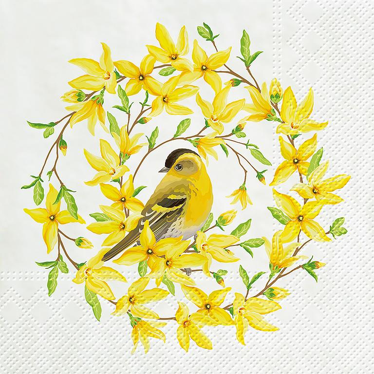 Forsythia & Bird Napkin