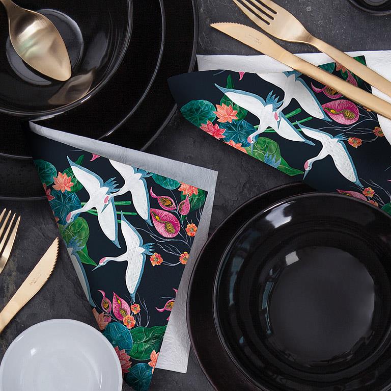 Luncheon White Cranes Napkins
