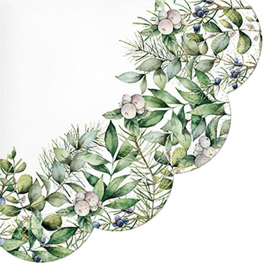 Round Winter Greenery Napkins