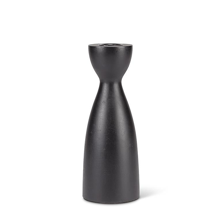 Curvy Black Wooden Candle Holder