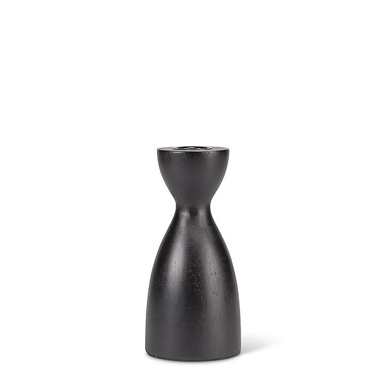 Curvy Black Wooden Candle Holder