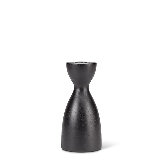 Curvy Black Wooden Candle Holder