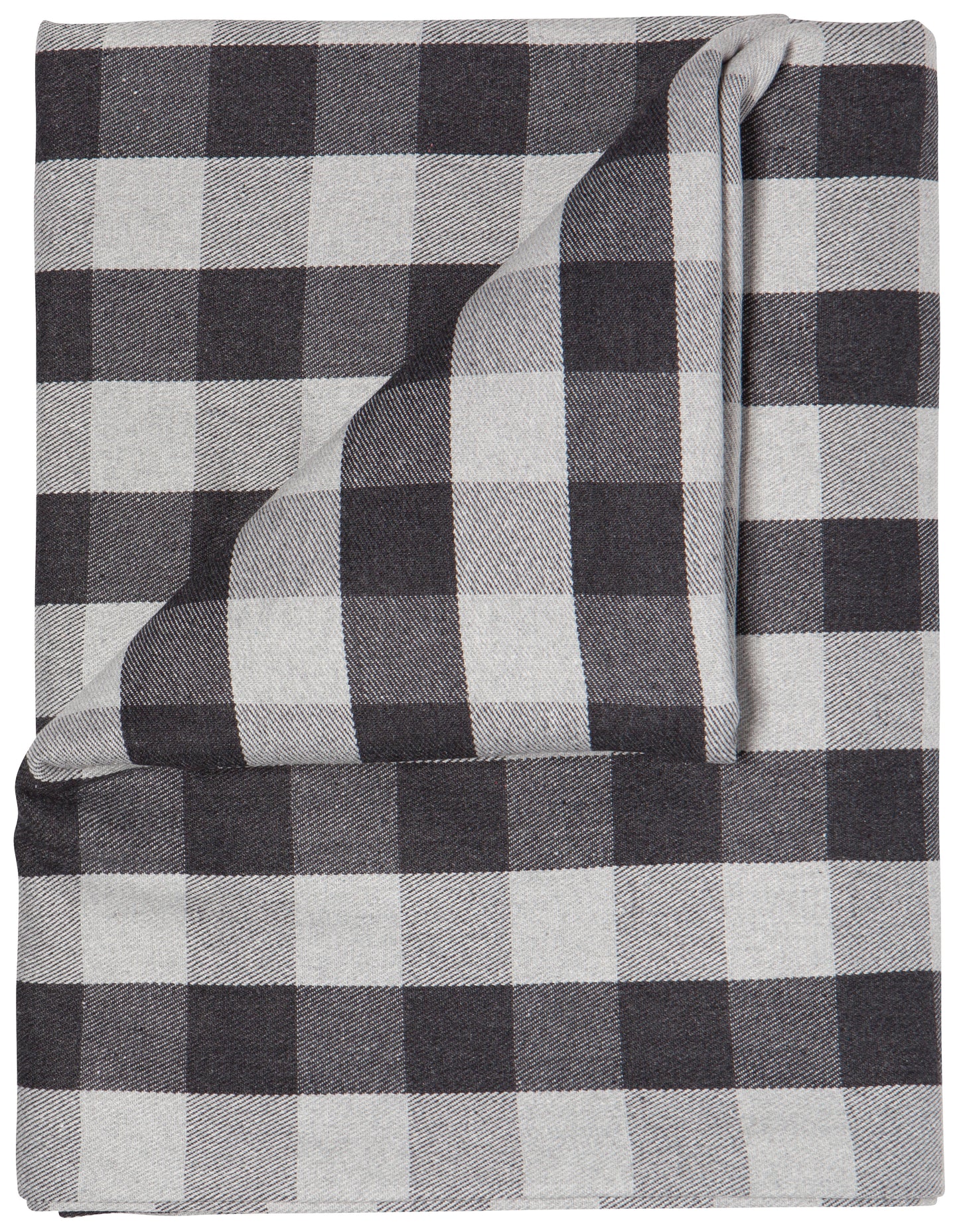 Made of GRS-certified recycled materials, this tablecloth features a striking blend of grey and a faded black.