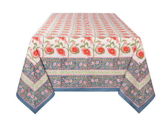 Poppy Block Print Tablecloth