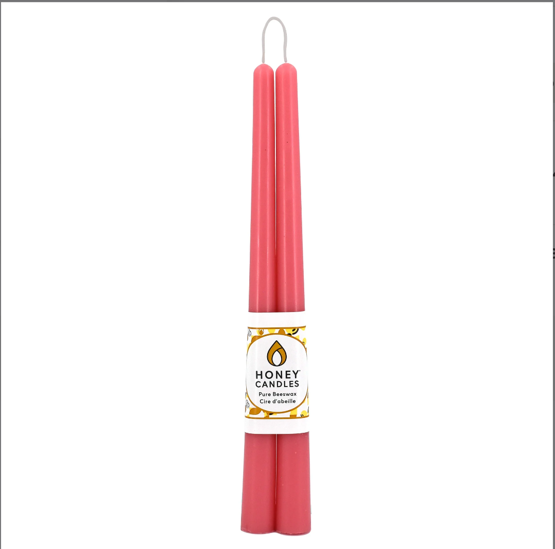 12 Inch Paris Pink Beeswax Taper Candle: Set of Two