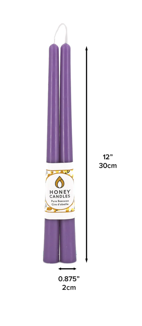 12 Inch Spring Crocus Beeswax Taper Candle (Set of Two)