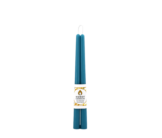 12 Inch Glacier Teal Beeswax Taper Candle (Set of Two)