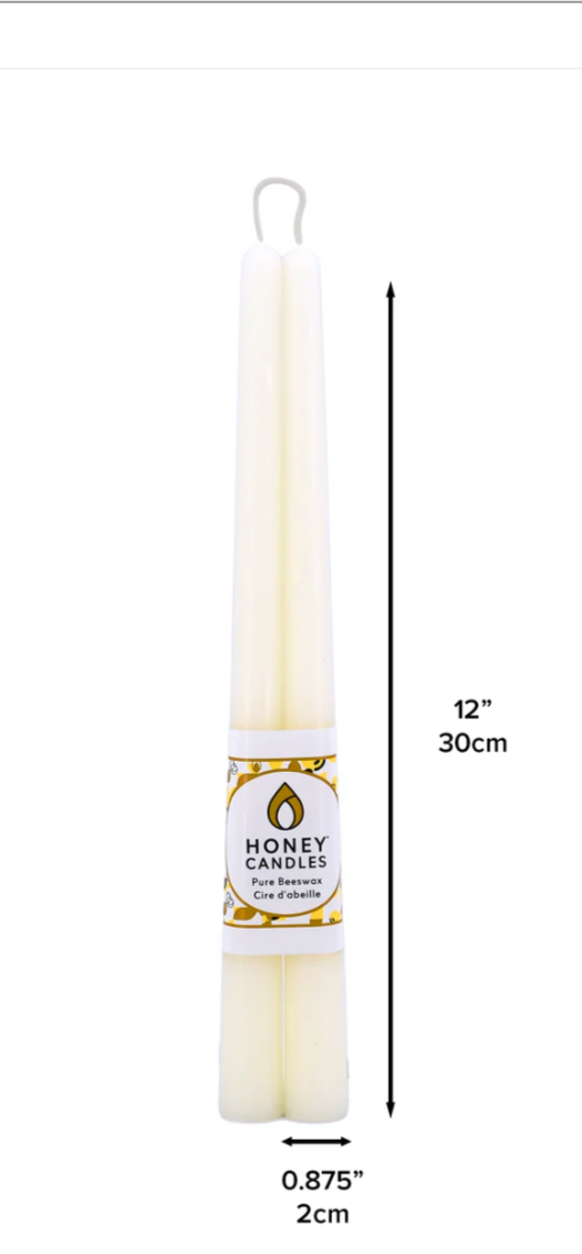 12 Inch Pearl Beeswax Taper Candle (Set of Two)