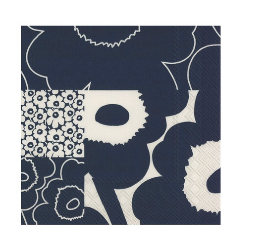 Unikko Kollaasi Cocktail Napkin dark blue