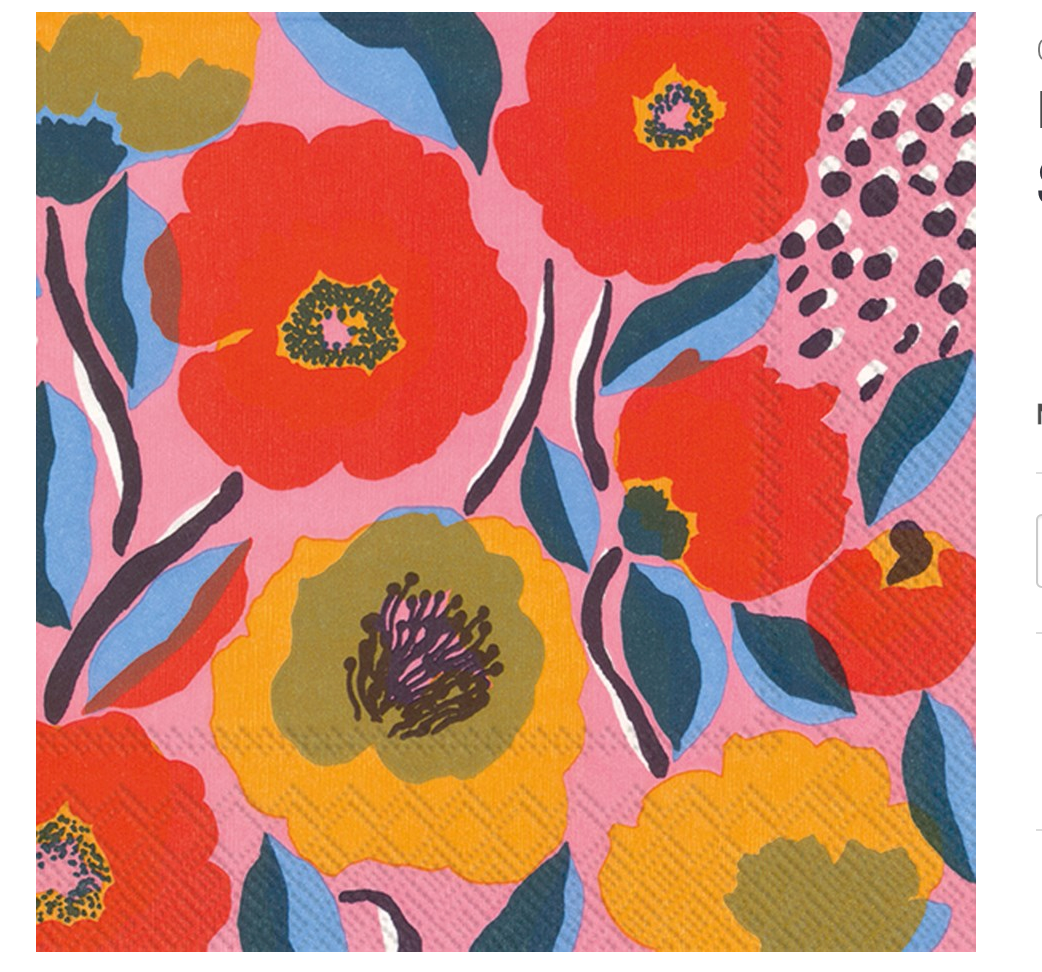 Marimekko Cocktail Napkin ROSARIUM rose