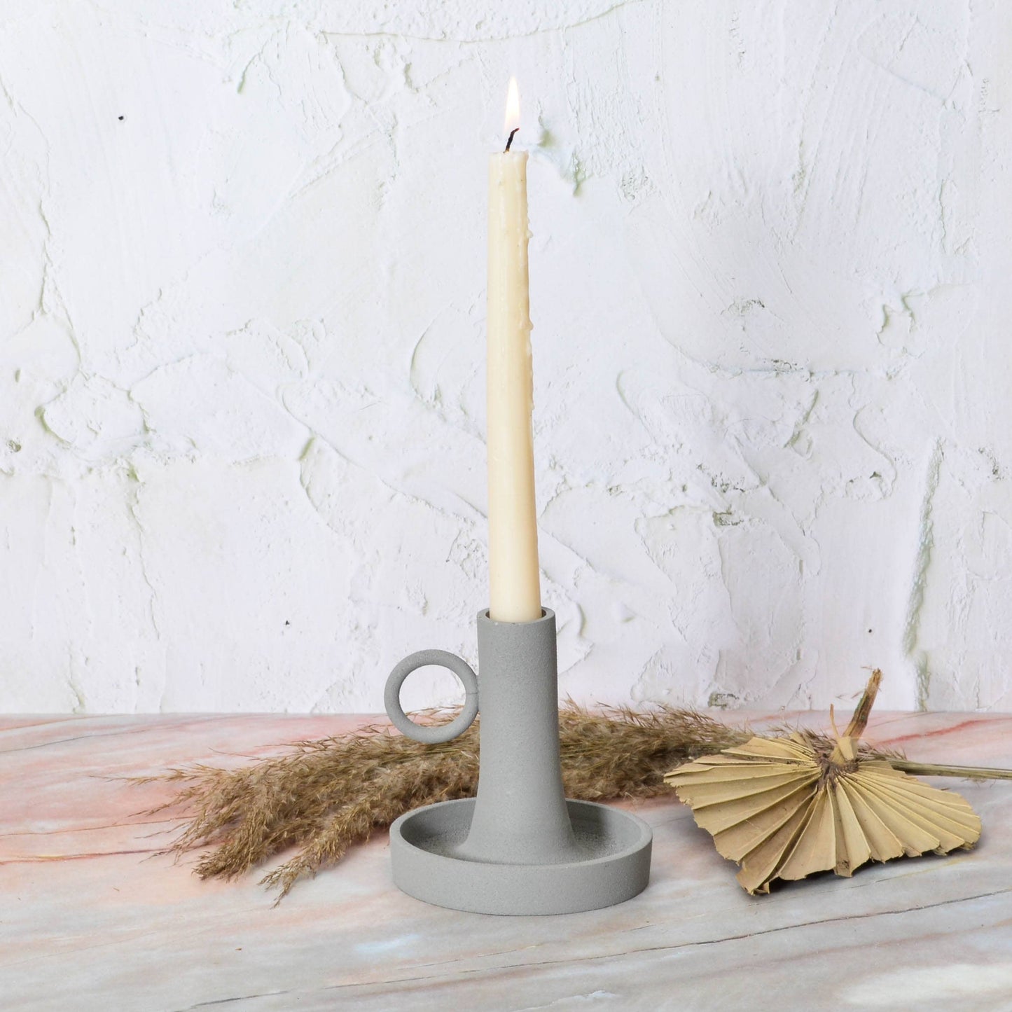 Rough Metal Candleholder: grey