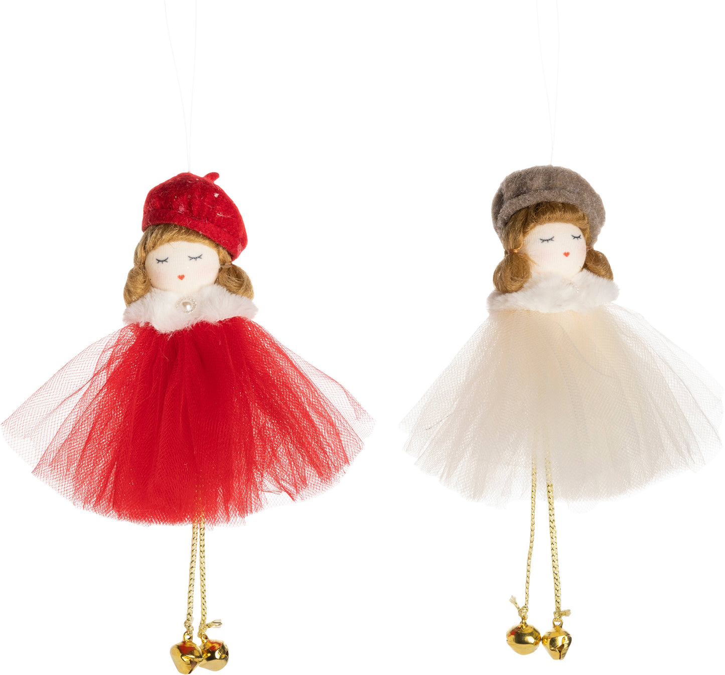 Doll in HolidayTulle Dress & Beret  Ornament