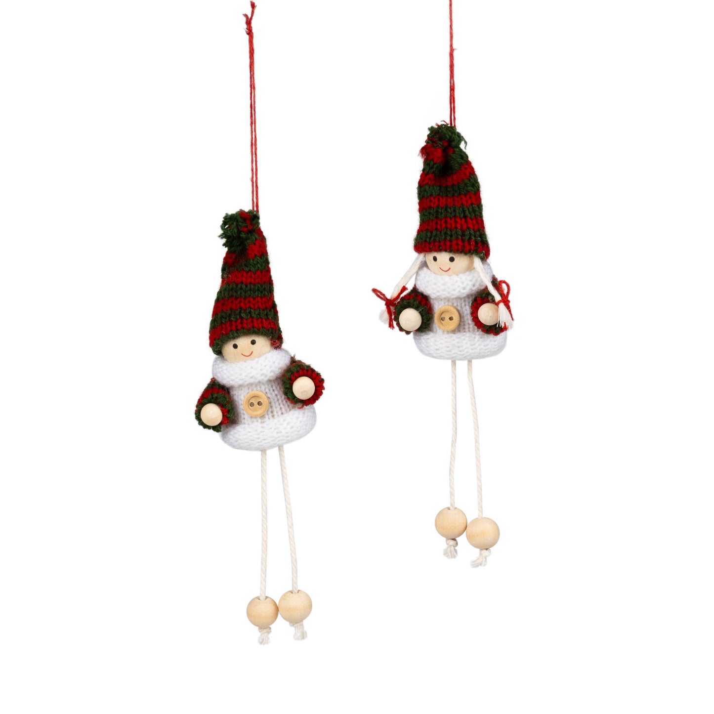 Little Brother and Little Sister in Knitted Hats Ornaments